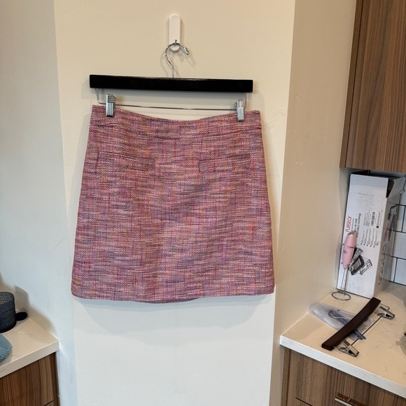 ANN TAYLOR LOFT‎ Women's Pink Petite Tweed Pocket Shift Skirt Size 8 - Picture 3 of 11